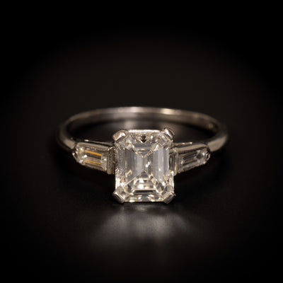 Platinum ring with emerald cut diamond - #4