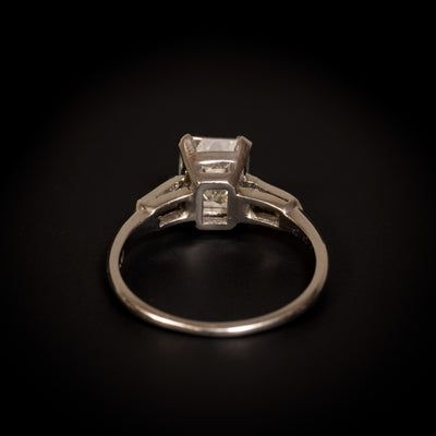 Platinum ring with emerald cut diamond - #3