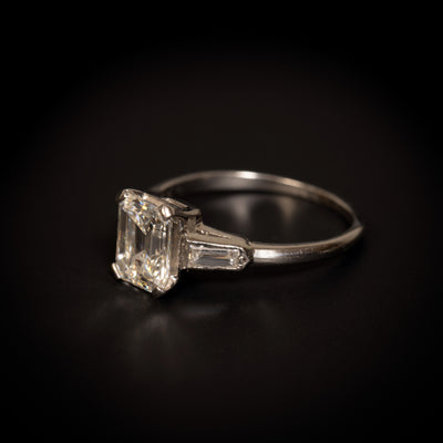 Platinum ring with emerald cut diamond - #2