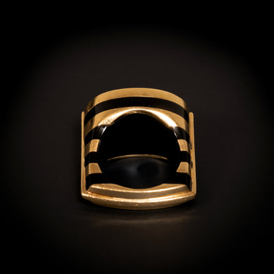 Vintage gouden ring met onyx en diamant - #2