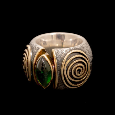 Zilveren en gouden ring met toermalijn - #4