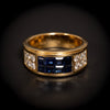 Gold ring with sapphire and diamonds