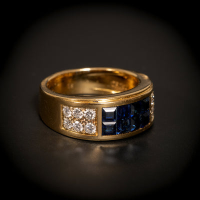 Gold ring with sapphire and diamonds - #2