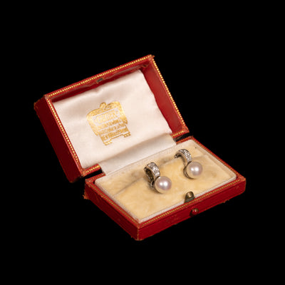 Earrings with pearls and diamonds - #6