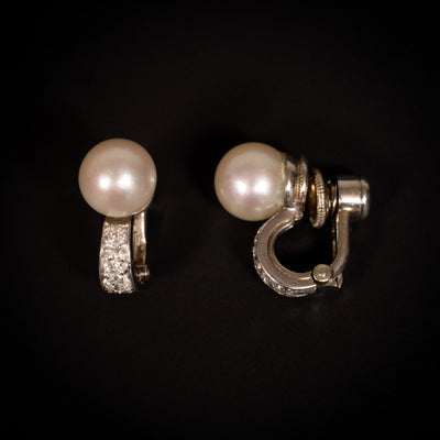 Earrings with pearls and diamonds - #3