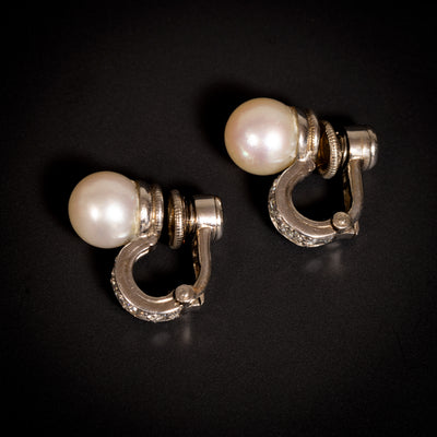 Earrings with pearls and diamonds - #8