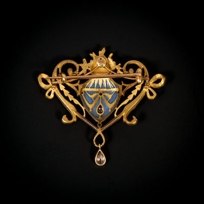 Enameled Art Nouveau brooch with diamonds - #2