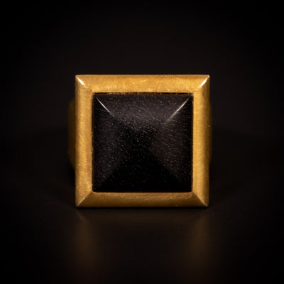 Vintage gouden ring met hout - #1