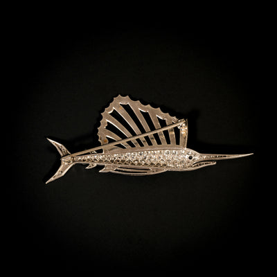 Blauwe marlijn in platina. email en diamant - #2