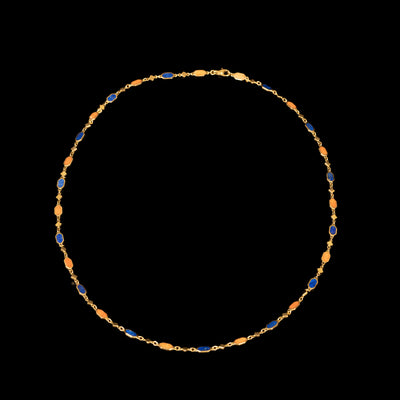 Vintage necklace with coral and lapis lazuli - #1