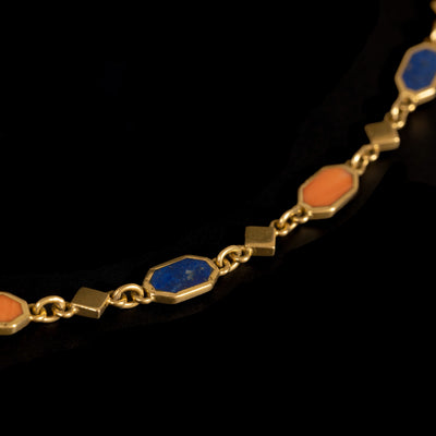 Vintage necklace with coral and lapis lazuli - #2