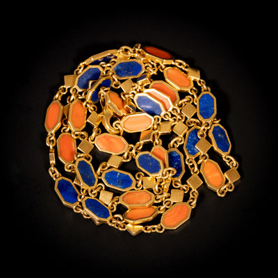 Vintage necklace with coral and lapis lazuli - #4