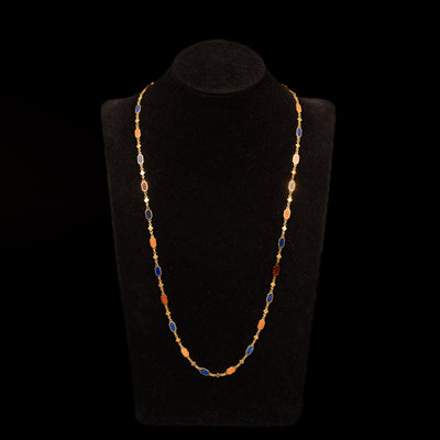 Vintage necklace with coral and lapis lazuli - #3