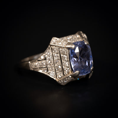 Platina ring met diamant en saffier - #3