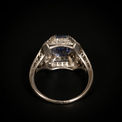 Platina ring met diamant en saffier - #5