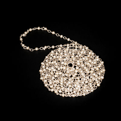 Long platinum necklace with natural pearls - #3