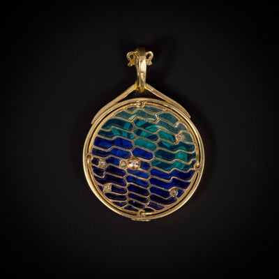 Gold pendant with enamel, zodiac sign Cancer - #2