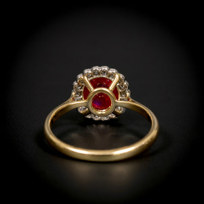 Antieke clusterring met robijn en diamanten - #3