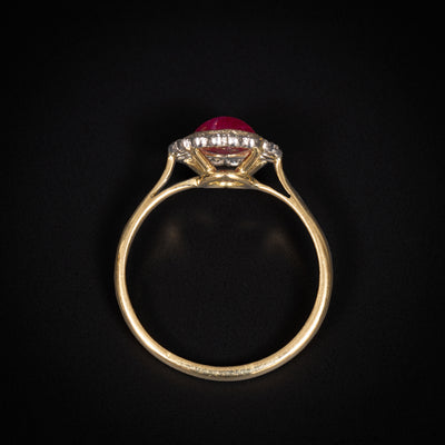 Antieke clusterring met robijn en diamanten - #2