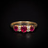 Antieke ring met robijn en diamant