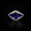 Vintage ring platina en saffier