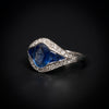 Vintage ring platina en saffier