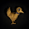 Vintage vogelbroche met blauwe saffieren - #1