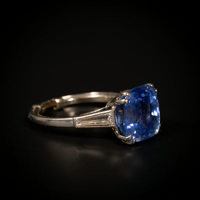 Platina ring met saffier en diamant - #2