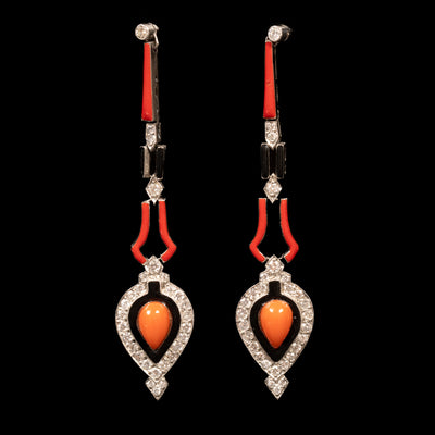 Platina oorbellen in Art Deco-stijl - #1