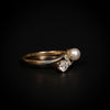 Antieke ring met parel en diamant