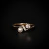 Antieke ring met parel en diamant