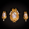 Demi-parure van broches en hanger met emaille