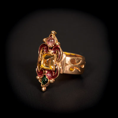 Antique ring with tourmaline and citrine - #2