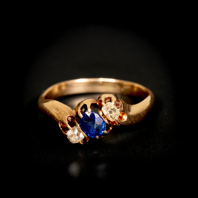 Antieke Russische ring met diamant en saffier - #5