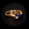 Antieke Russische ring met diamant en saffier