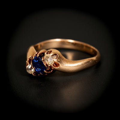 Antieke Russische ring met diamant en saffier - #3