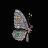 Antique butterfly brooch with diamond, emerald and ruby