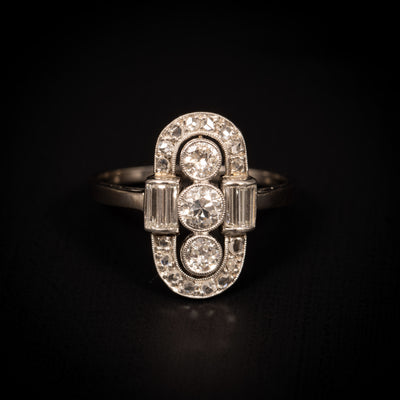 Diamanten Art Deco ring in platina en witgoud - #1