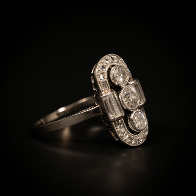 Diamanten Art Deco ring in platina en witgoud - #4