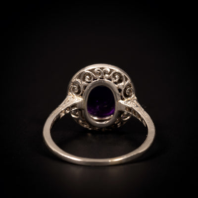 Antique platinum ring with amethyst - #3
