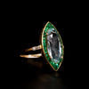 Gold ring with aquamarine and emeralds - #3