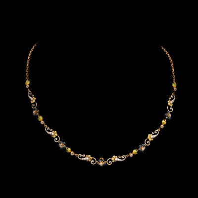 Antique necklace and pendant with opal, diamonds and enamel - #7