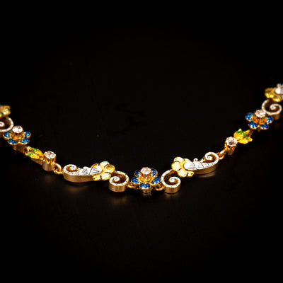 Antique necklace and pendant with opal, diamonds and enamel - #3