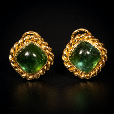 Vintage clip-on earrings with tourmaline - #1