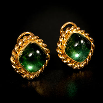 Vintage clip-on earrings with tourmaline - #3