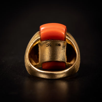 Vintage gold ring with red coral - #5