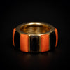 Vintage gold ring with onyx and coral - #1