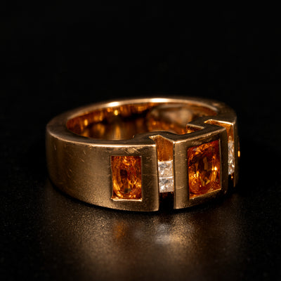 Gold ring with yellow sapphires and diamonds - #5