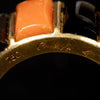 Vintage gold ring with onyx and coral - #4