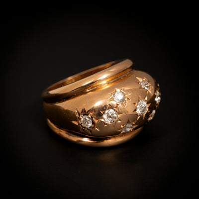 Vintage gold ring with diamonds - #1
